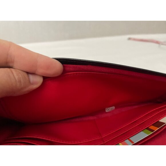 Hobo International Black & Cream Leather Clutch With Snap & Zip Closures - Picture 5 of 9